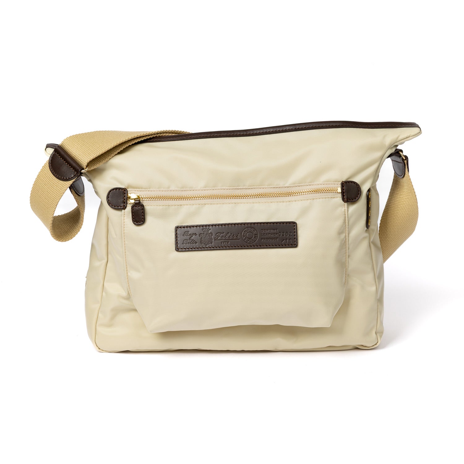Schultertasche "Every Day I" aus Felisi-Nylon und Sattelleder - Handarbeit
